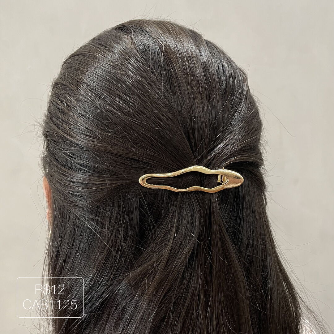 Hair Clip Orgânico Longo Liso Dourado